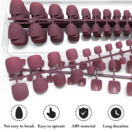 24-Piece Short Maroon Acrylic Nail Design Kit for Stylish and Elegant Nail Art - Image 4