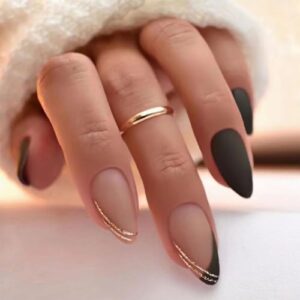 Short Matte Black Acrylic Nails 100 Piece Set Stylish Design