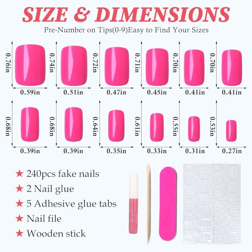 ?Short Pink Square Acrylic Nails? - Image 3