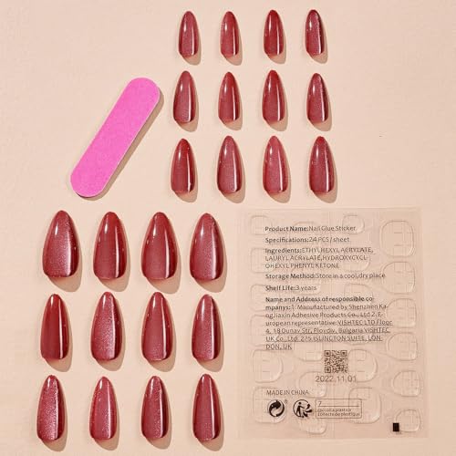 Short Red Acrylic Nails - Image 3