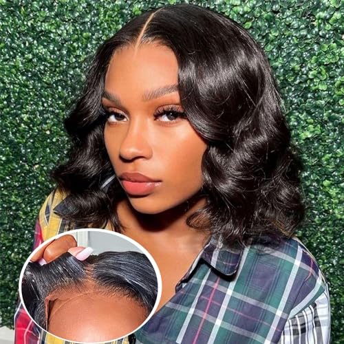 Short Wavy Human Hair Wig for Women - Natural Look, Comfortable Fit, Medium Size