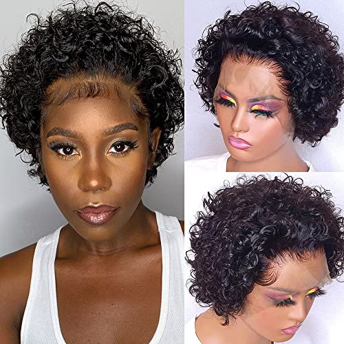 Short Wavy 12 Inch Full Lace Human Hair Pixie Wig for Women Natural Look - Image 4