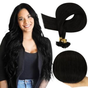 Silver human hair extension for silver hair.