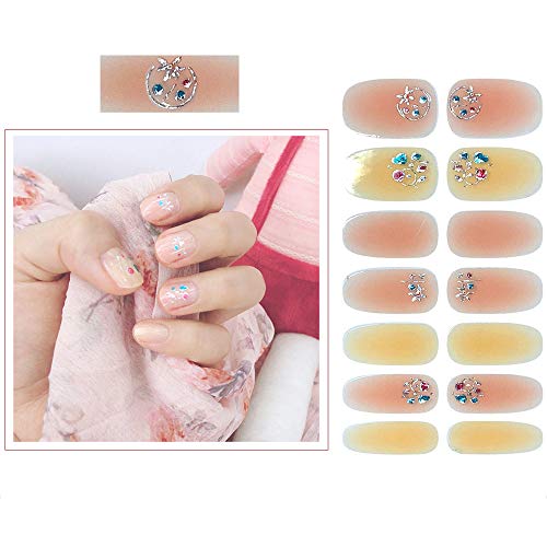 SIUSIO 112pcs 8 Sheets Full Nail Wraps Stick on Gel Nail Polish Strips Stickers Elegant Gradient Glitter Nail Adhesive DIY Nail Art Sticker with 1PCS Crystal Glass Nail Files for Women Girls - Image 6