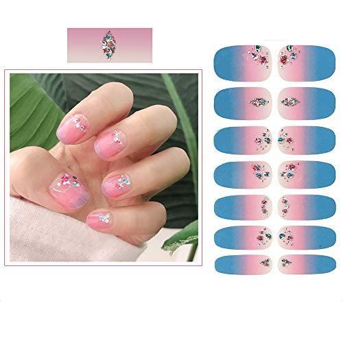 SIUSIO 112pcs 8 Sheets Full Nail Wraps Stick on Gel Nail Polish Strips Stickers Elegant Gradient Glitter Nail Adhesive DIY Nail Art Sticker with 1PCS Crystal Glass Nail Files for Women Girls - Image 7