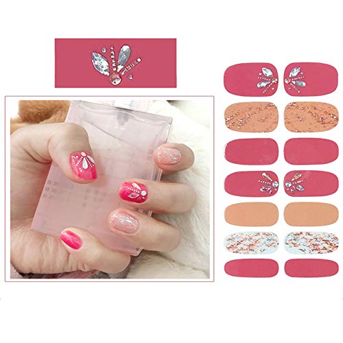 SIUSIO 112pcs 8 Sheets Full Nail Wraps Stick on Gel Nail Polish Strips Stickers Elegant Gradient Glitter Nail Adhesive DIY Nail Art Sticker with 1PCS Crystal Glass Nail Files for Women Girls - Image 9