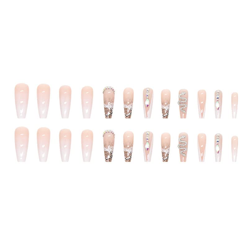 Snake Skin Design 24 Piece Acrylic Nails Set - Natural Look - Image 2