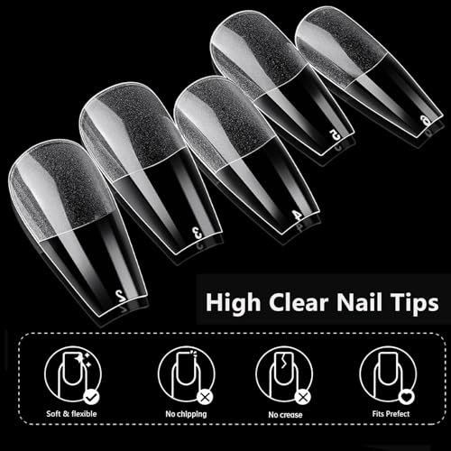 "Solid Color Coffin Acrylic Nails" - Image 4