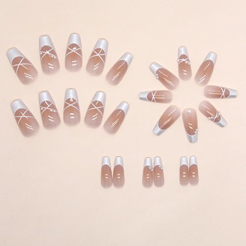 Square White Tip Acrylic Nails - Image 4