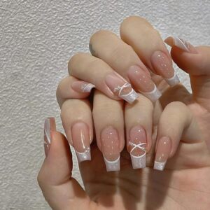 Square White Tip Acrylic Nails