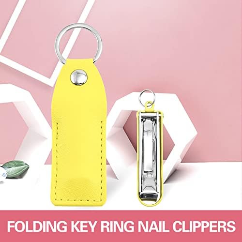 Stainless Portable Clippers Nail Steel Slim Ultra Case Foldable Design with Leather Nail Travel Rubber Makeup Sponge (Yellow, One Size) - Image 7