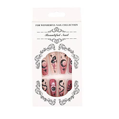 Stylish Summer Acrylic Coffin Nails 24 Pcs for Trendy Nail Art Enthusiasts - Image 5