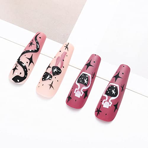 Stylish Summer Acrylic Coffin Nails 24 Pcs for Trendy Nail Art Enthusiasts - Image 3