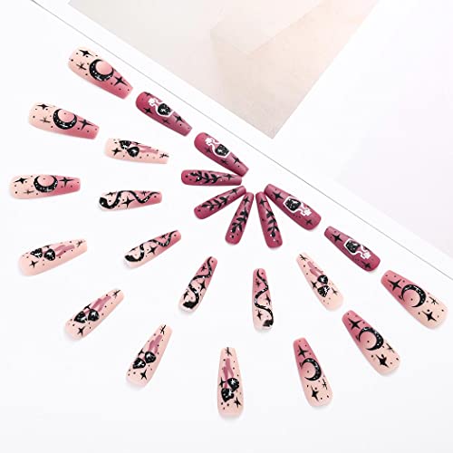 Stylish Summer Acrylic Coffin Nails 24 Pcs for Trendy Nail Art Enthusiasts - Image 2