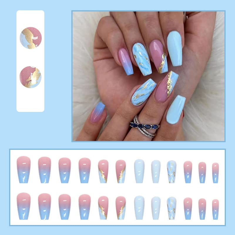 Teal Ombre Acrylic Nails - Image 2