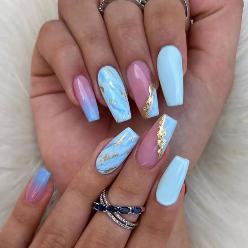Teal Ombre Acrylic Nails