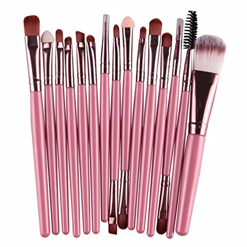 Travel Makeup Brushes 15 Piece Beauty Cosmetic Foundation Power Blushes Eyelashes Lipstick Natural-Synthetic Hair Brushes Set for Eyeshadow, Eyebrow, Eyeliner, Eyelash,blending Gifts for Mom
