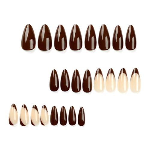 Stylish Short Brown Acrylic Nails Set, Trendy & Easy Nail Art - Image 2