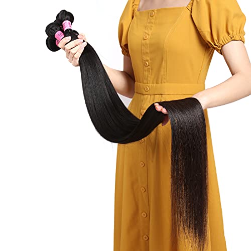 UNICE Hair 10A Malaysian Straight Human Hair 4 Bundles Unprocessed Virgin Human Hair Weave Extensions (22 24 26 28 inch) - Image 5