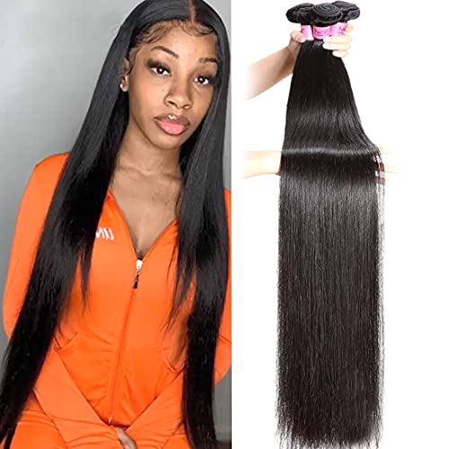 UNICE Hair 10A Malaysian Straight Human Hair 4 Bundles Unprocessed Virgin Human Hair Weave Extensions (22 24 26 28 inch)