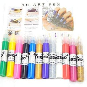 UV Gel Nail Art Pens for Creative Designs - Set of 10 Colorful Pens for Nail Art