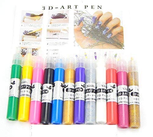 UV Gel Nail Art Pens for Creative Designs - Set of 10 Colorful Pens for Nail Art