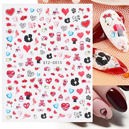 Valentine's Day Nail Art Sticker 3D Nail Art Supplies 9 Sheet Valentine's Day Color Love Rose Bow Design Nail Art Decoration DIY Acrylic Nail Art - Image 5