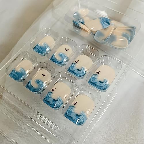 Vezocim 24Pcs Short Coffin Press on Nails Glossy Reusable with Glue Included - Image 5