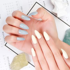 Vibrant blue acrylic nails for a bold look.