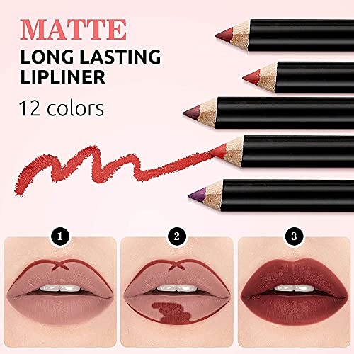 Waterproof Lip Liner Pencil Set 12 Vibrant Long-lasting Colors for All-day Wear - Image 4