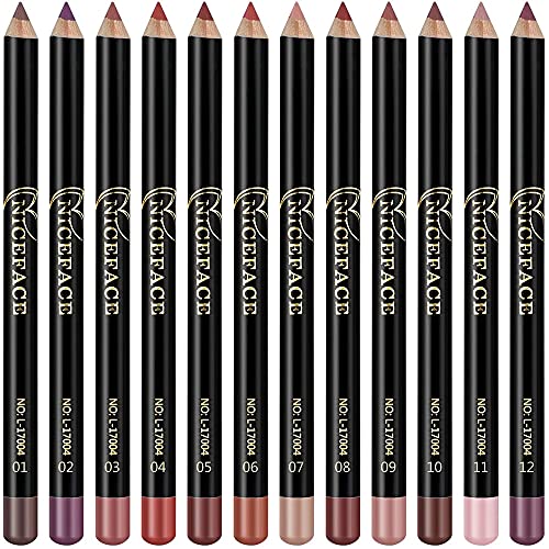 Waterproof Lip Liner Pencil Set 12 Vibrant Long-lasting Colors for All-day Wear