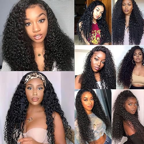Wavy Lace Front Wigs Deep Wave 180% Density Pre Plucked Brazilian Wet and Natural Color Glueless Wigs Curly Lace Frontal Wigs with Baby Hair Human Hair Natural Hairline for Black Women (30 Inch) - Image 5