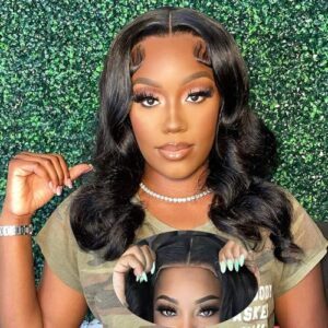 Wear and Go Glueless Wigs Human Hair Pre Plucked Pre Cut Bob Wig Human Hair With Elastic Band For Black Women Body Wave 4x4 Closure Human Hair 16 Inch