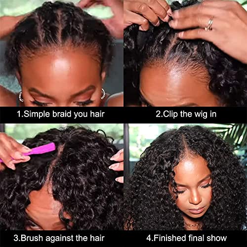 west kiss V Part Wig Human Hair Curly V Part Wigs for Black Women Human Hair Upgrade of U Part Human Hair Wig Kinky Curly V part Wig No Leave Out Curly Human Hair V Part Wig 180% Density 20 inch - Image 6