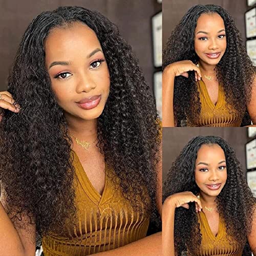 west kiss V Part Wig Human Hair Curly V Part Wigs for Black Women Human Hair Upgrade of U Part Human Hair Wig Kinky Curly V part Wig No Leave Out Curly Human Hair V Part Wig 180% Density 20 inch - Image 3