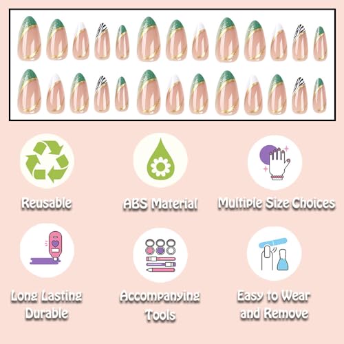 White almond acrylic nails, short length. - Image 3