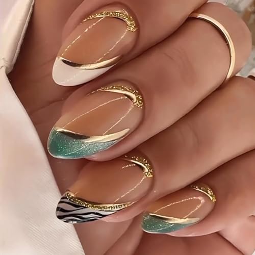 White almond acrylic nails, short length.