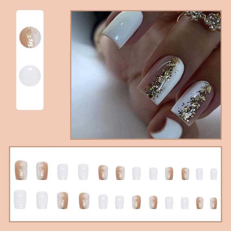Elegant White Ballerina Acrylic Nail Kit Full Cover Short Length 24 Count - Image 2