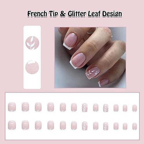 White Glitter Tip Acrylic Nails - Image 2