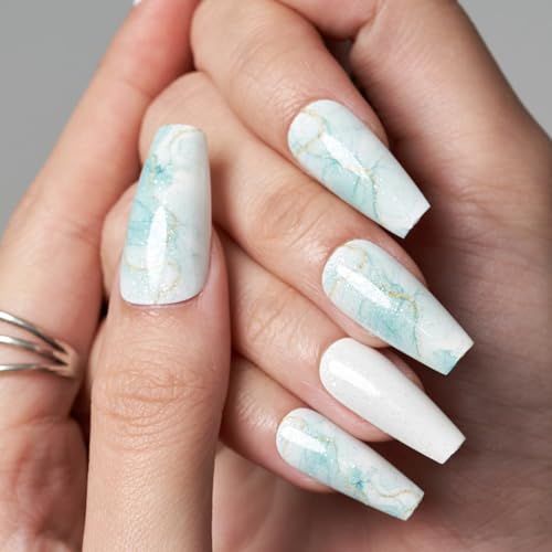 White Marble Acrylic Nails - Image 3
