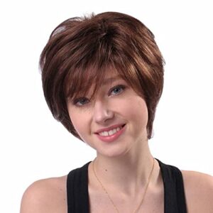 Wig Women Curly for Women Wavy Fiber High Temperature African False Head Cover Curly Glueless Wig Wig Glueless Lace Front Human Bob Hair Products for Curly Hair for White Women (F-Brown, One Size)