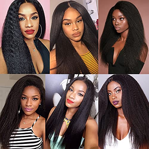 Yaki Straight Human Hair Bundles Brazilian Kinky Straight Bundles Virgin Remy Hair 1 Bundle 10 Inch Yaki Bundles Human Hair Double Weft Hair Extensions Natural Color - Image 2