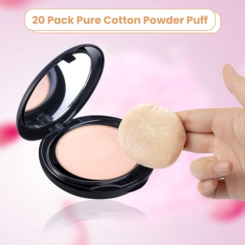 YASUOA Cosmetic Powder Puff Pure Cotton Foundation Puffs Furry Soft Sponge Makeup Tool with Ribbon Hand Strap for Face Body Powder Skin Care Loose 2.36 Inch/2.76inch/3.15inch (Skin color) - Image 5
