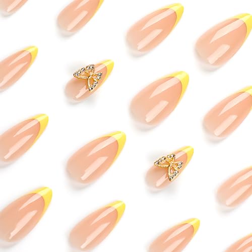 Pastel Yellow Acrylic Nails 24 Piece Set Trendy Press On Nails - Image 4