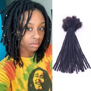 0.6 cm Loc Extensions Human Hair 8 Inch 30 Strands Dreadlock Extensions Human Hair for Women Men Kids Dread Extensions Human Hair 100% Handmade Permanent Real Human Hair Locs Can be Dyed Bleached