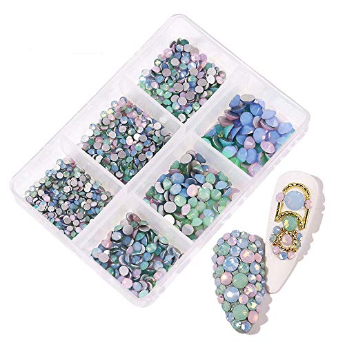 1 Box Opal Colors Non Hot Fix Nail Art Rhinestones Mix SS6-SS20 6 Sizes Crystal Clear
