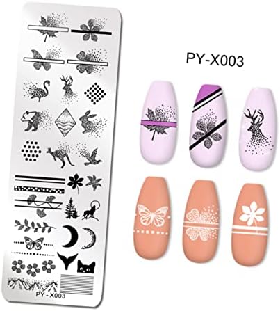 Plant Design Nail Art Stamping Kit with Fake Nails and Finger Tape 1 Set - Image 3