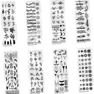 Plant Design Nail Art Stamping Kit with Fake Nails and Finger Tape 1 Set