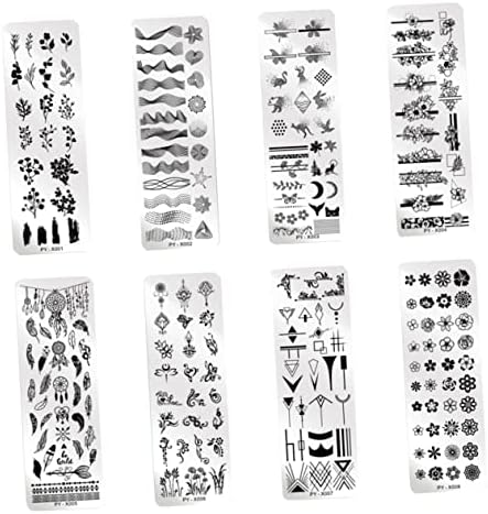Plant Design Nail Art Stamping Kit with Fake Nails and Finger Tape 1 Set