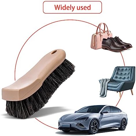 Khaki Long Bristle Horse Hair Car Interior Cleaning Brush for Automotive and Home Use - Image 3